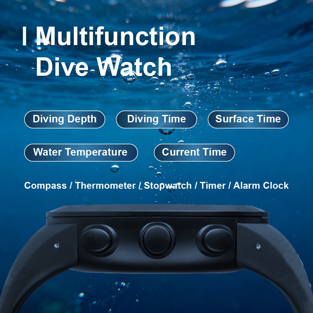 Gearopt Pilot-IV Classic Freediving Watch With Usb Cable Black