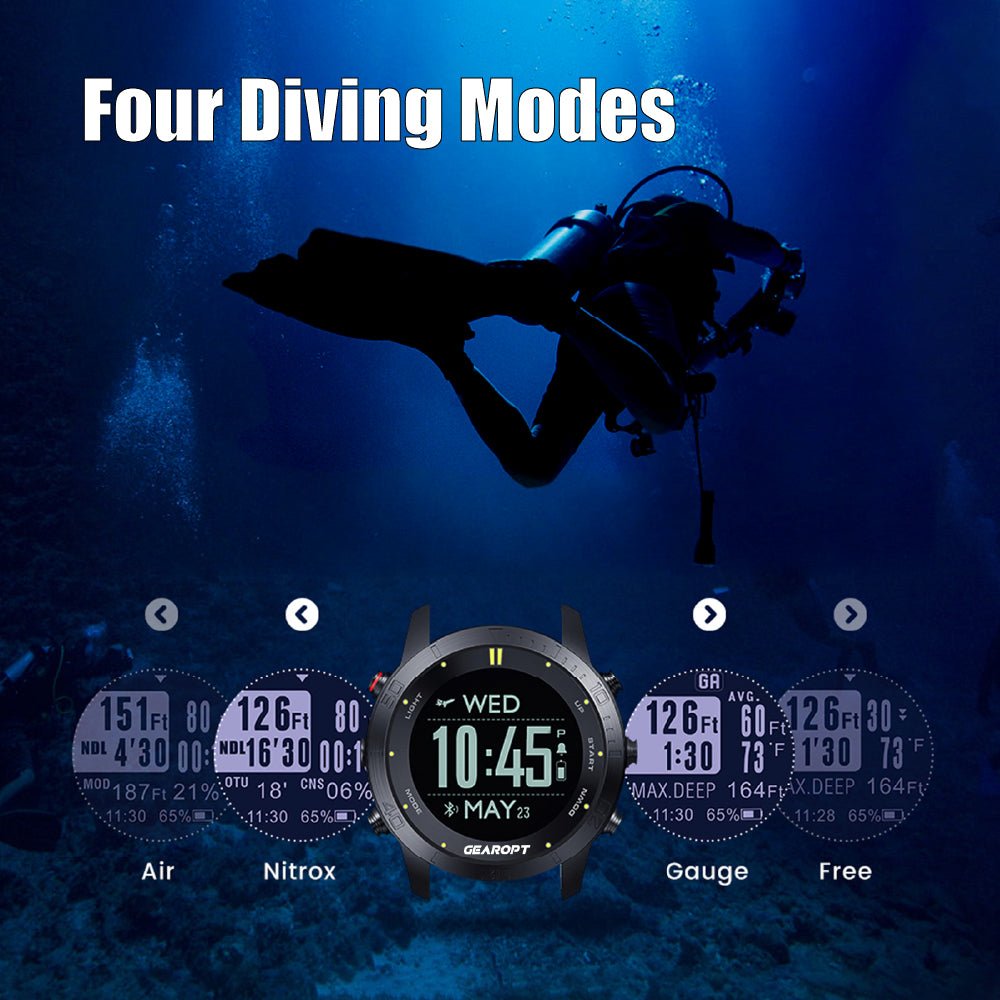 Gearopt Pilot-IV Pro Diving Computer With Usb Cable Black