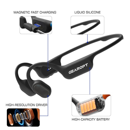 Gearopt Captain-IV Lite 20 Meters Dive Bone-Conduction Headphone Black