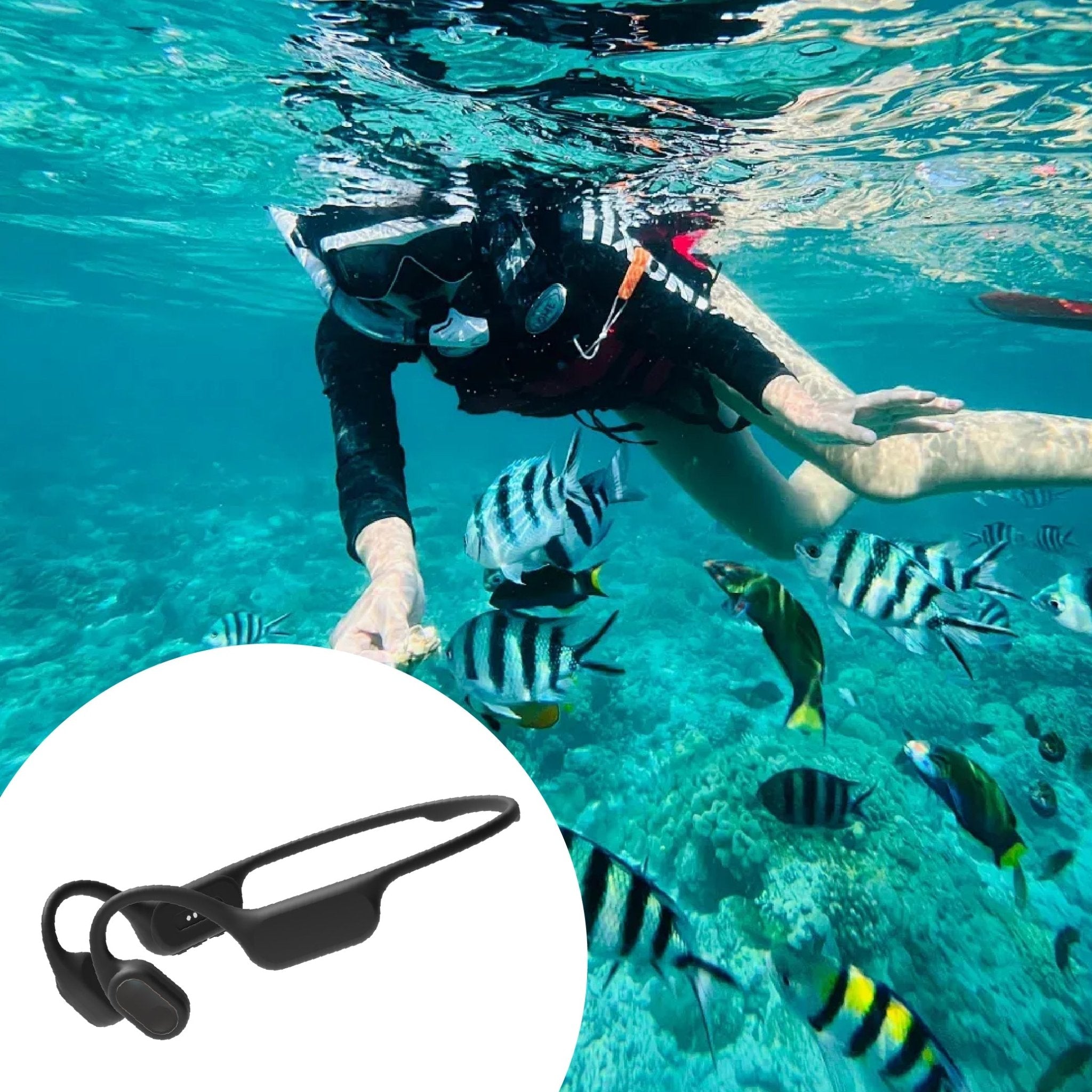Gearopt Captain-IV Lite 20 Meters Dive Bone-Conduction Headphone Black