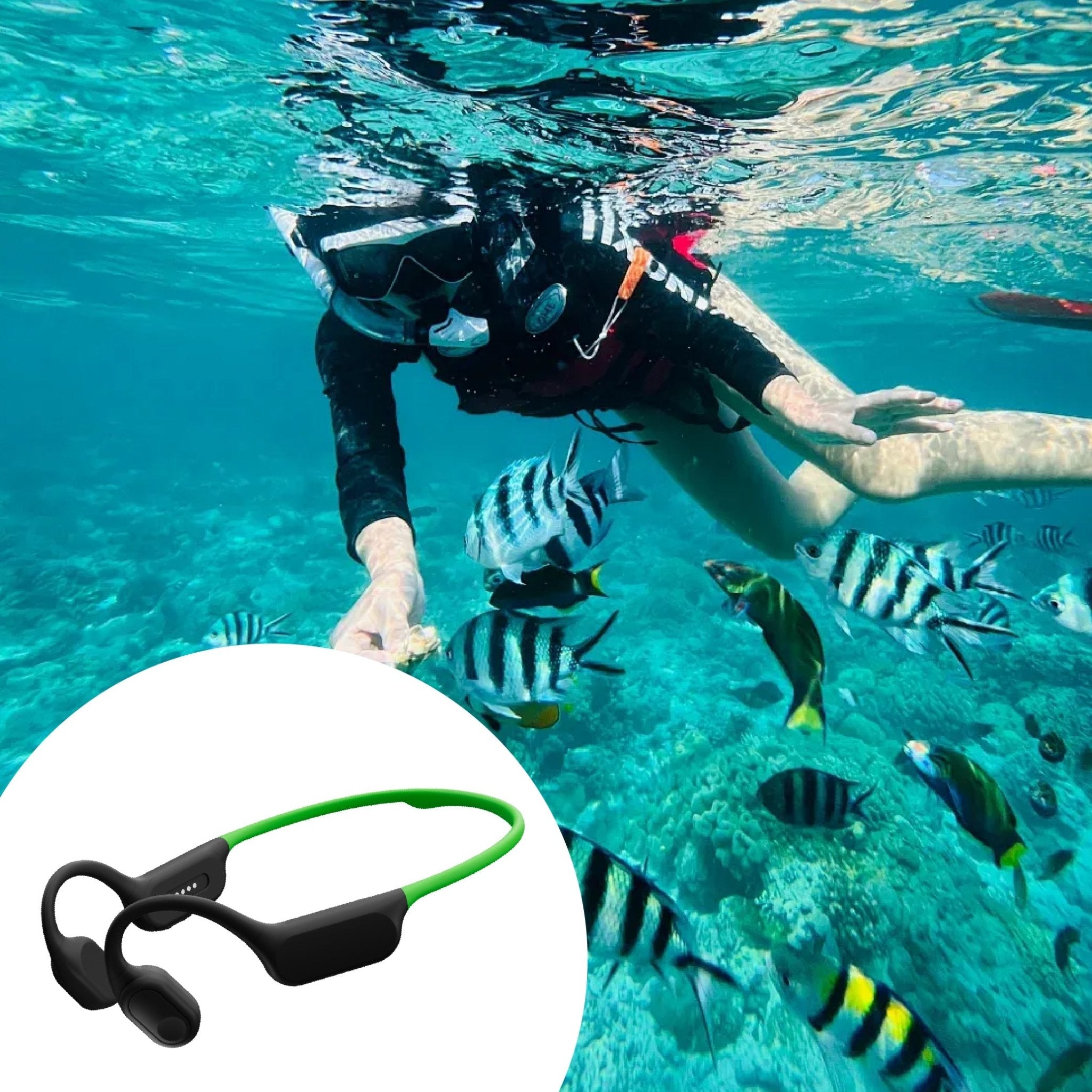 Gearopt Captain-IV Lite 20 Meters Dive Bone-Conduction Headphone Green