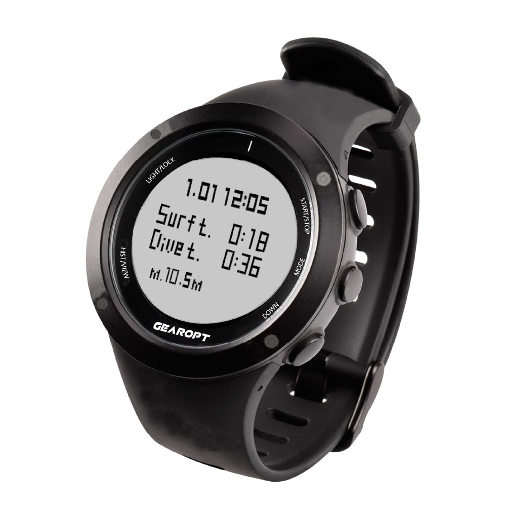 Gearopt Pilot-IV Classic Freediving Watch With Usb Cable Black