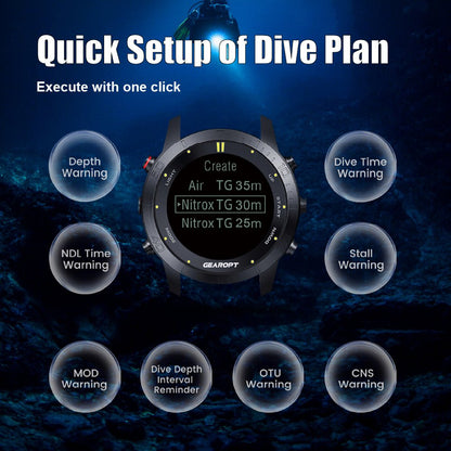 Gearopt Pilot-IV Pro Diving Computer With Usb Cable Black
