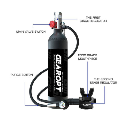 Gearopt Scarlet-IV Plus 1L Mini Scuba Tank Mid Night Black